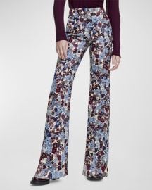 Smythe Floral Jacquard Straight-Leg Trousers at Neiman Marcus