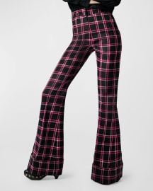 Smythe High-Waisted Wool Plaid Cuffed Trousers at Neiman Marcus