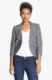 Smythe Leather Elbow Patch Check Linen Jacket at Nordstrom