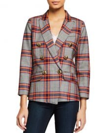 Smythe Mini Double-Breasted Plaid Blazer at Neiman Marcus