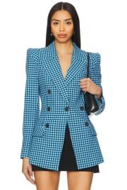 Smythe Not A Double Breasted Pagoda Blazer In Micro Blue at Revolve