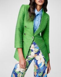 Smythe Not a DB Cropped-Sleeve Linen Silk Blazer at Neiman Marcus