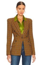 Smythe Not a DB Pagoda Blazer in Umber Tweed at Revolve