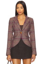 Smythe One Button Blazer In Berry Glen Check at Revolve