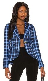 Smythe One Button Blazer in Blue Plaid at Revolve