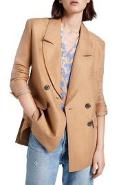 Smythe Oversize Linen Silk Blazer in Tan Herringbone  at Nordstrom