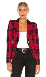 Smythe Patch Pocket Duchess Blazer in Deep Pink Tartan from Revolve com at Revolve