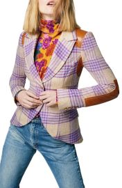 Smythe Plaid Leather Rifle Patch Wool Equestrian Blazer at Nordstrom