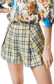 Smythe Plaid Pleated Shorts at Nordstrom