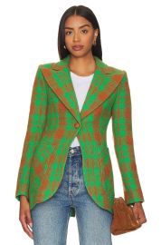 Smythe Plaid Wool Cutaway Jacket in Kelly Green Plaid at Revolve