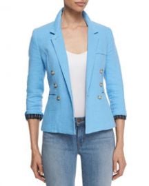 Smythe Rumpled Crepe Military Blazer Periwinkle at Neiman Marcus