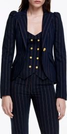 Smythe Stripe Puff Shoulder Blazer in Navy Copper Pinstripe at Nordstrom Rack