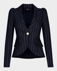 Smythe Striped Puff-Shoulder Blazer at Neiman Marcus