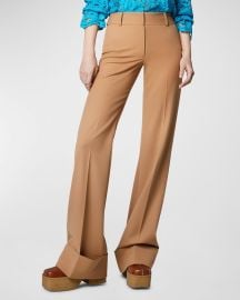 Smythe Wide-Leg Cuffed Wool Trousers at Neiman Marcus