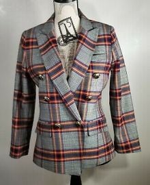 Smythe Womenaposs Mini Plaid Double Breasted Blazer GreyMulti  Size 6 NWOT at eBay