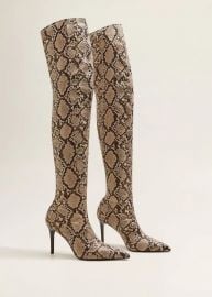 Snake Effect High-Leg Boots at Mango