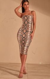 Snake Print Strappy Midi Dress by Pretty Little Thing at Pretty Little Thing