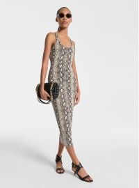 Snake Print Stretch Jersey Racerback Dress in SOFT ECRU - Sale Michael Kors US at Michael Kors