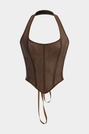 Snake Skin Faux Leather Tie-Up Corset Cami Top Micas at Micas