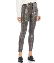 Snake Skin Print Metallic High Waist Ankle Skinny Jeans at Dillards