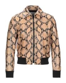 Snakeskin Print Bomber Jacket in Camel by Celine at Yoox