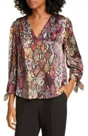 Snakeskin Print Tie Cuff Top at Nordstrom