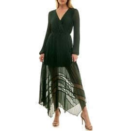 Socialite Long Sleeve Lace Inset Pleated Chiffon Dress at Nordstrom