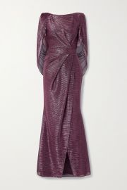 Socrates cape-effect draped metallic voile gown at Net A Porter