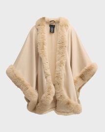 Sofia Cashmere Cashmere Cape With Faux Fur Trim at Neiman Marcus
