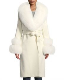 Sofia Cashmere Fur Shawl-Collar  amp  Double-Cuff Coat at Neiman Marcus