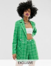 Soft Check Blazer with Bungee Cords by Collusion at Asos