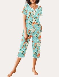 Soft Comfort Printed Pajama Set US Only Ekouaer at Ekouaer
