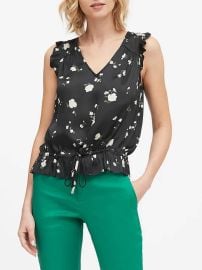 Soft Satin Ruffle Top at Banana Republic