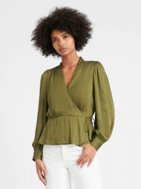 Soft Satin Wrap Top by Banana Republic at Banana Republic