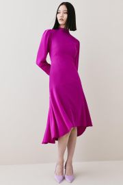 Soft Tailored High Low Sleeved Midi Dress at Karen Millen