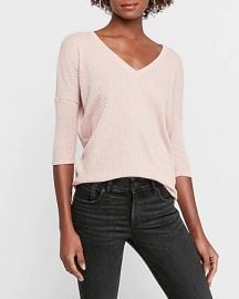 Soft Waffle Knit V-Neck London Tee at Express