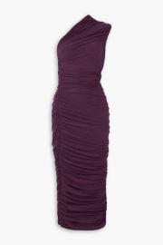 Solace London Amaya one shoulder ruched jersey crepe midi dress at The Outnet