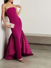 Solace London Jodi Strapless Crepe and Satin twill Gown in Fuchsia at Net a Porter