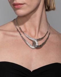 Solanales Silver Crystal Interlock Necklace Alexis Bittar at Alexis Bittar