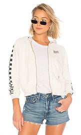 Solid  amp  Striped x RE DONE The Malibu Hooded Zip Sweatshirt in Dirty White from Revolve com at Revolve