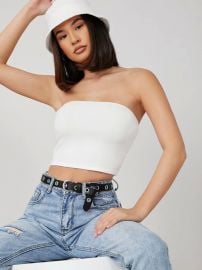  Solid Bandeau Top at Shein