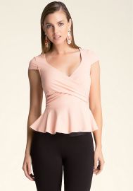 Solid Peplum Top at Bebe