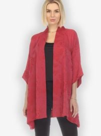 Solid Pinkish-Red Silk Kimono Top CITRON CLOTHING at Citron