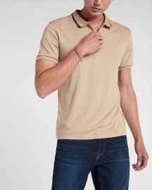 Solid Piped Zip Polo at Express