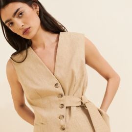 Solid Tobie Linen-Blend Vest Nuuly at Nuuly