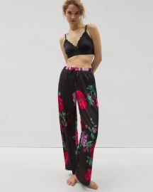 Soma Printed Pajama Pants in Rhapsody Flora G Black at Soma