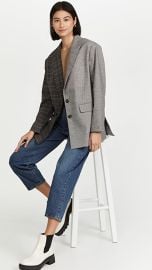 Something Navy Oversized Contrast Plaid Blazer at Shopbop