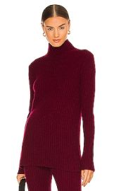 Something Navy Ribbed Turtleneck Sweater in Burgundy at Revolve