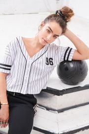 Sommer Ray Graphic V-Neck Button-Up Baseball Cropped T-Shirt at Urban Planet