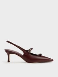 Sonali Bow Slingback Pumps - Burgundy - CHARLES KEITH US at Charles & Keith